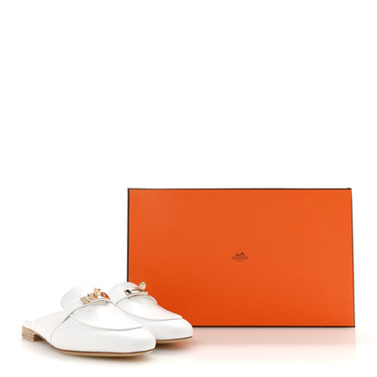 Hermes Calfskin Oz Mules 38 White 10 of 10