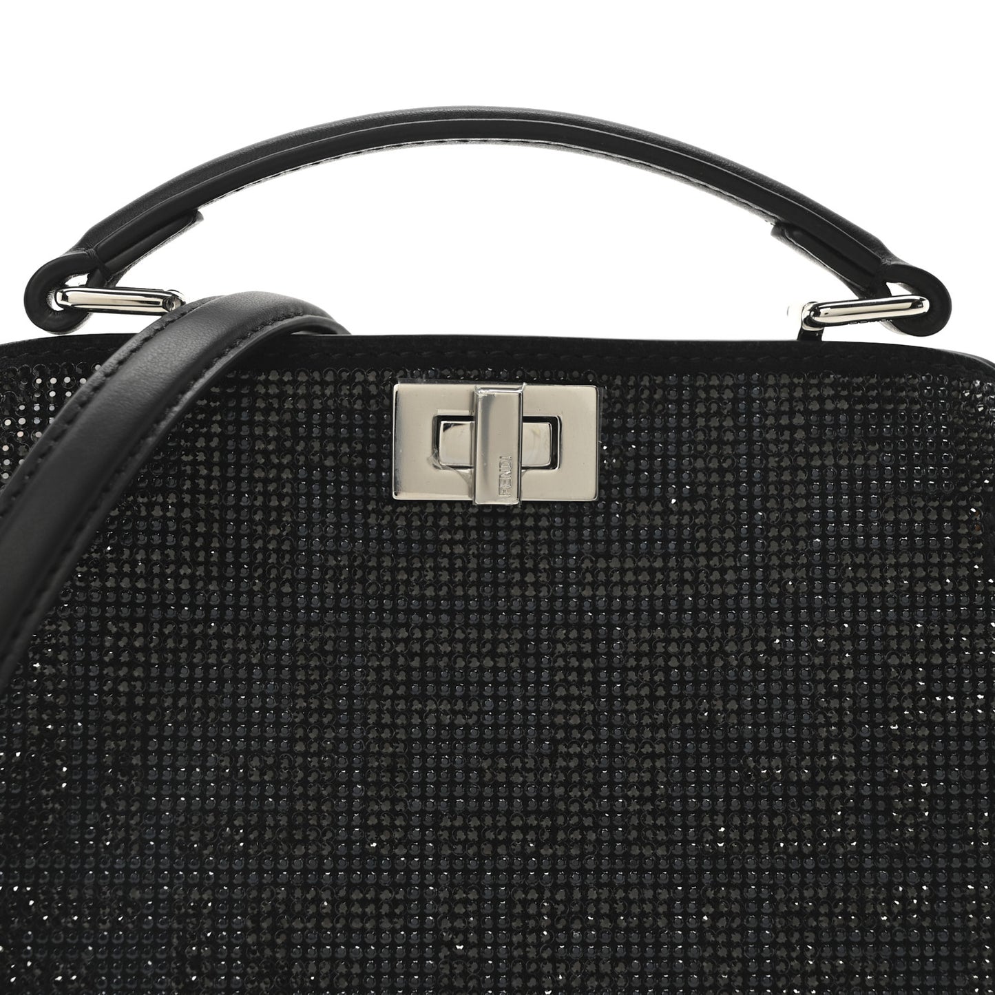 Crystal Shiny Nappa FF Petite Peekaboo I SEE U Satchel Black