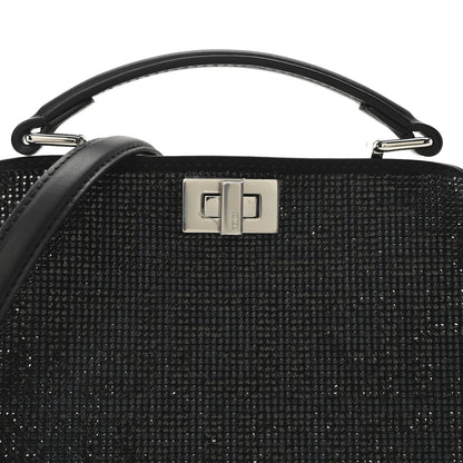Fendi Crystal Shiny Nappa FF Petite Peekaboo I SEE U Satchel Black 7 of 10