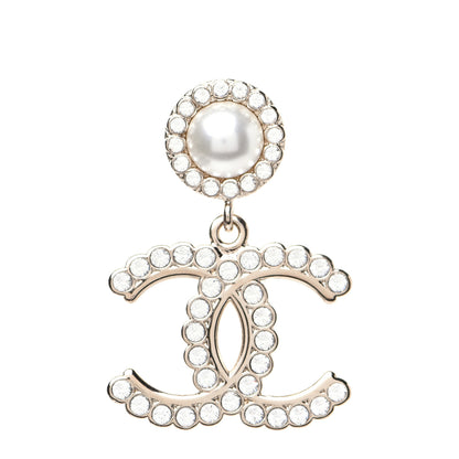 Chanel Crystal Pearl Bow-tiful CC Drop Earrings Gold 6 of 9