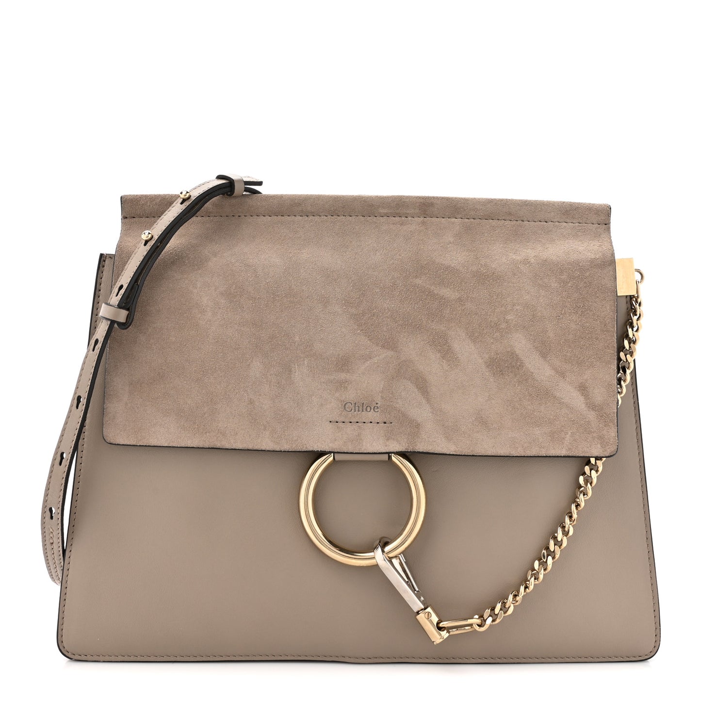Calfskin Suede Medium Faye Shoulder Bag Motty Grey