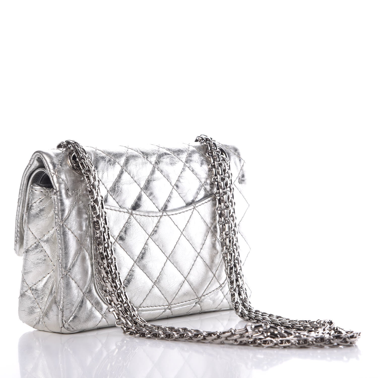 Chanel Metallic Aged Calfskin Quilted 2.55 Reissue 224 Flap Silver 3 of 7