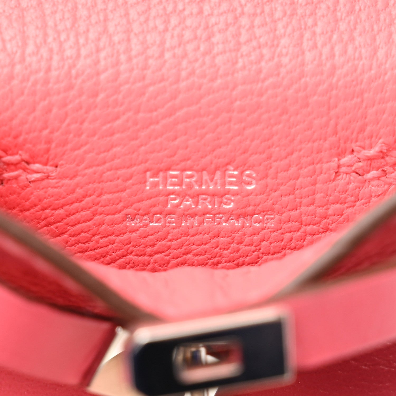 Hermes Tadelakt Mini Kelly Twilly Bag Charm Rose Lipstick 4 of 7