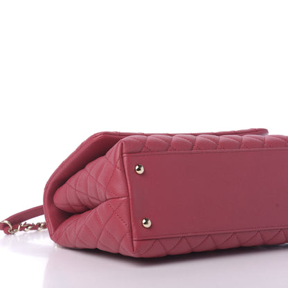 Chanel Caviar Quilted Small Coco Handle Flap Dark Pink 7 of 11