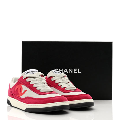 Chanel Suede Kidskin Womens CC Sneakers 40 White Fuchsia 10 of 10