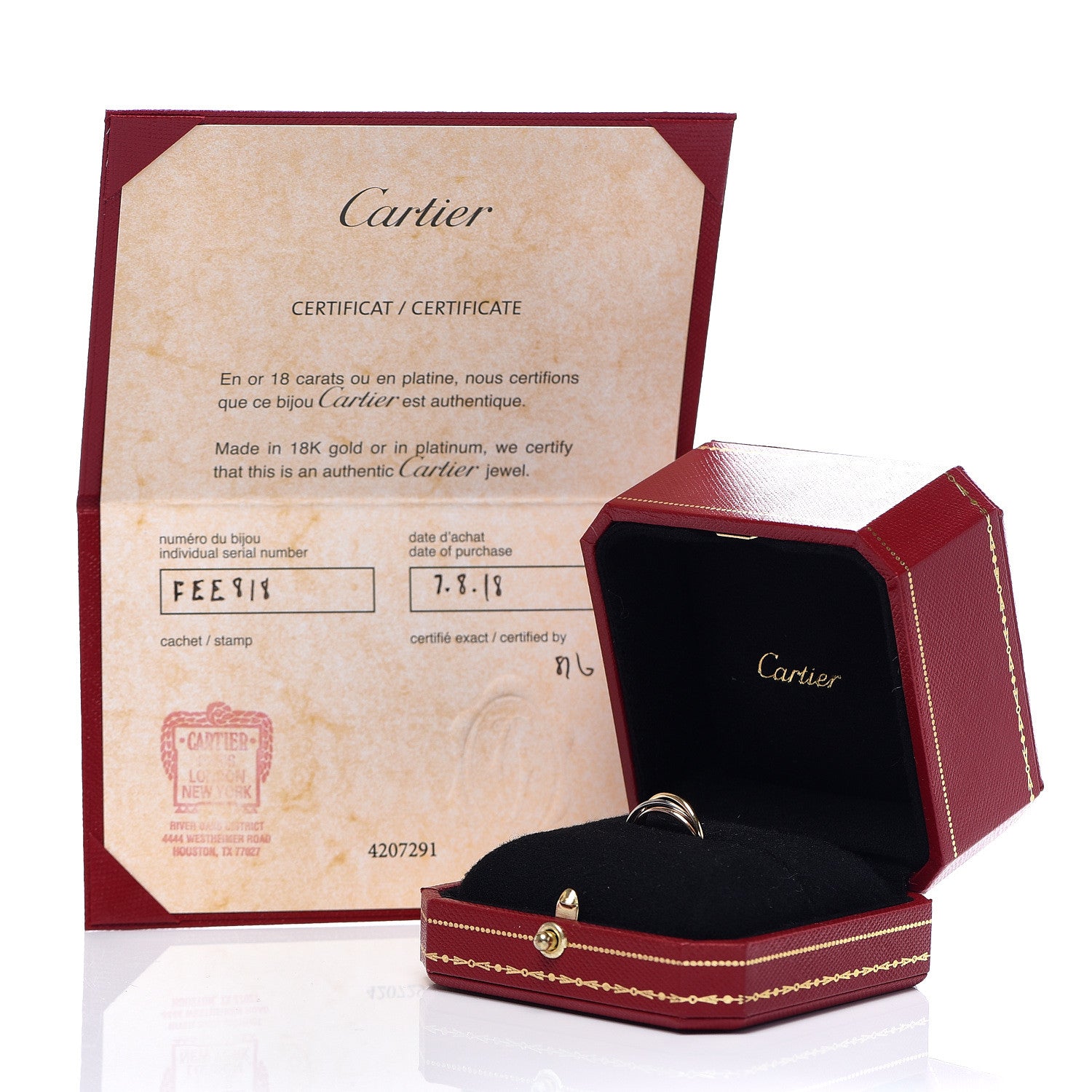 Cartier 18K Pink Yellow White Gold Extra Small Trinity Ring 45 3.25 4 of 4