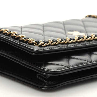 Chanel Lambskin Quilted Chain Around Wallet On Chain WOC Black 9 of 10