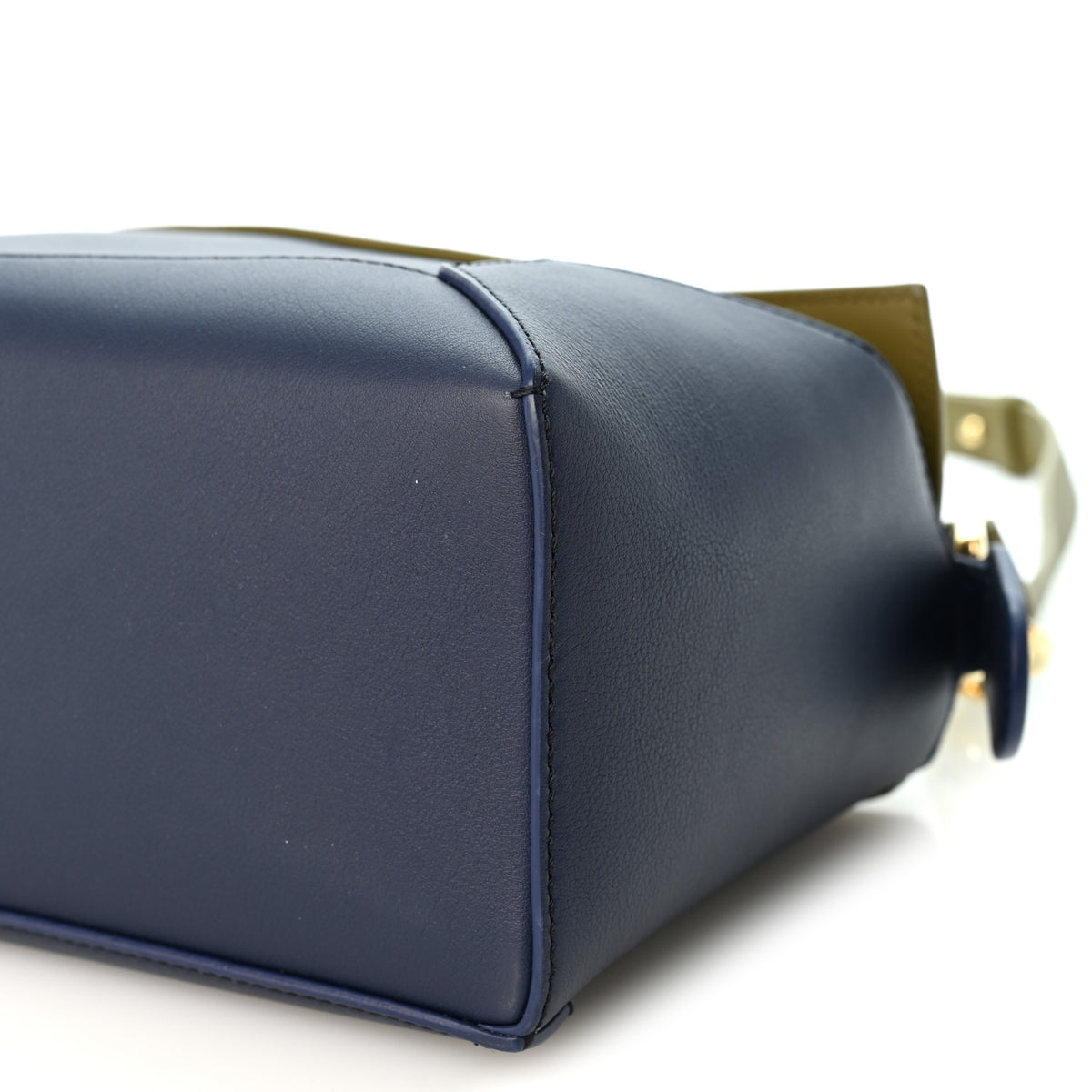 Calfskin Small Puzzle Edge Bag Olive Abyss Blue