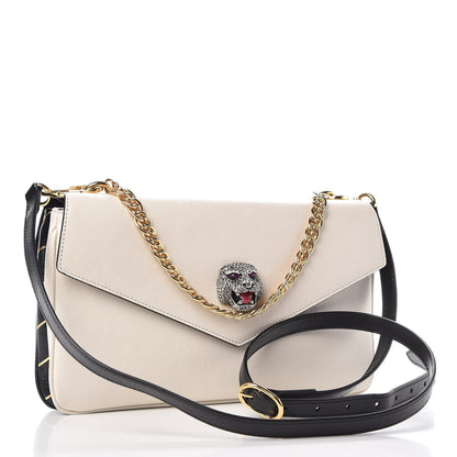 Gucci Calfskin Diagonal GG Medium Thiara Double Envelope Shoulder Bag Black White 6 of 11