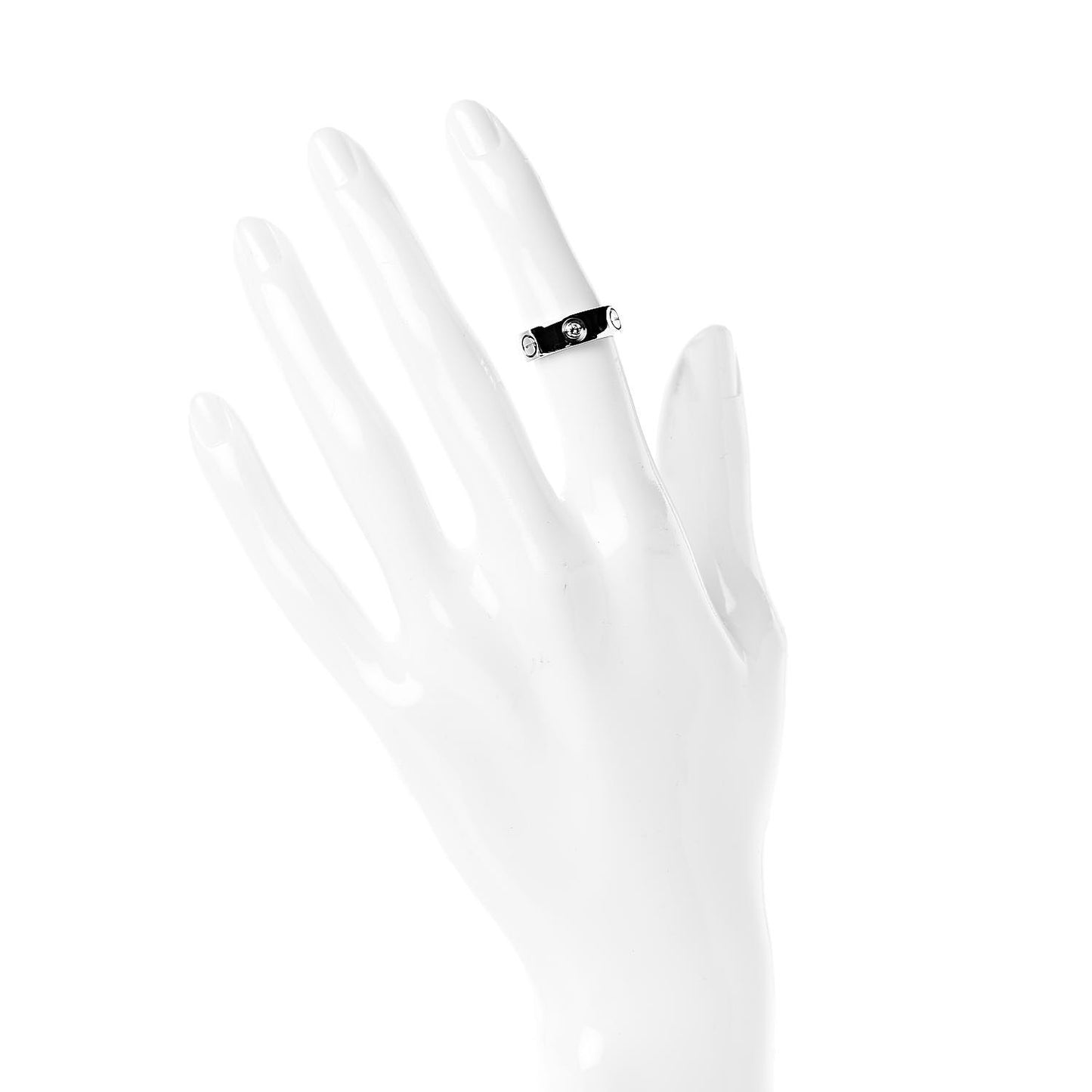 18K White Gold 3 Diamond 5.5mm LOVE Ring 47 4