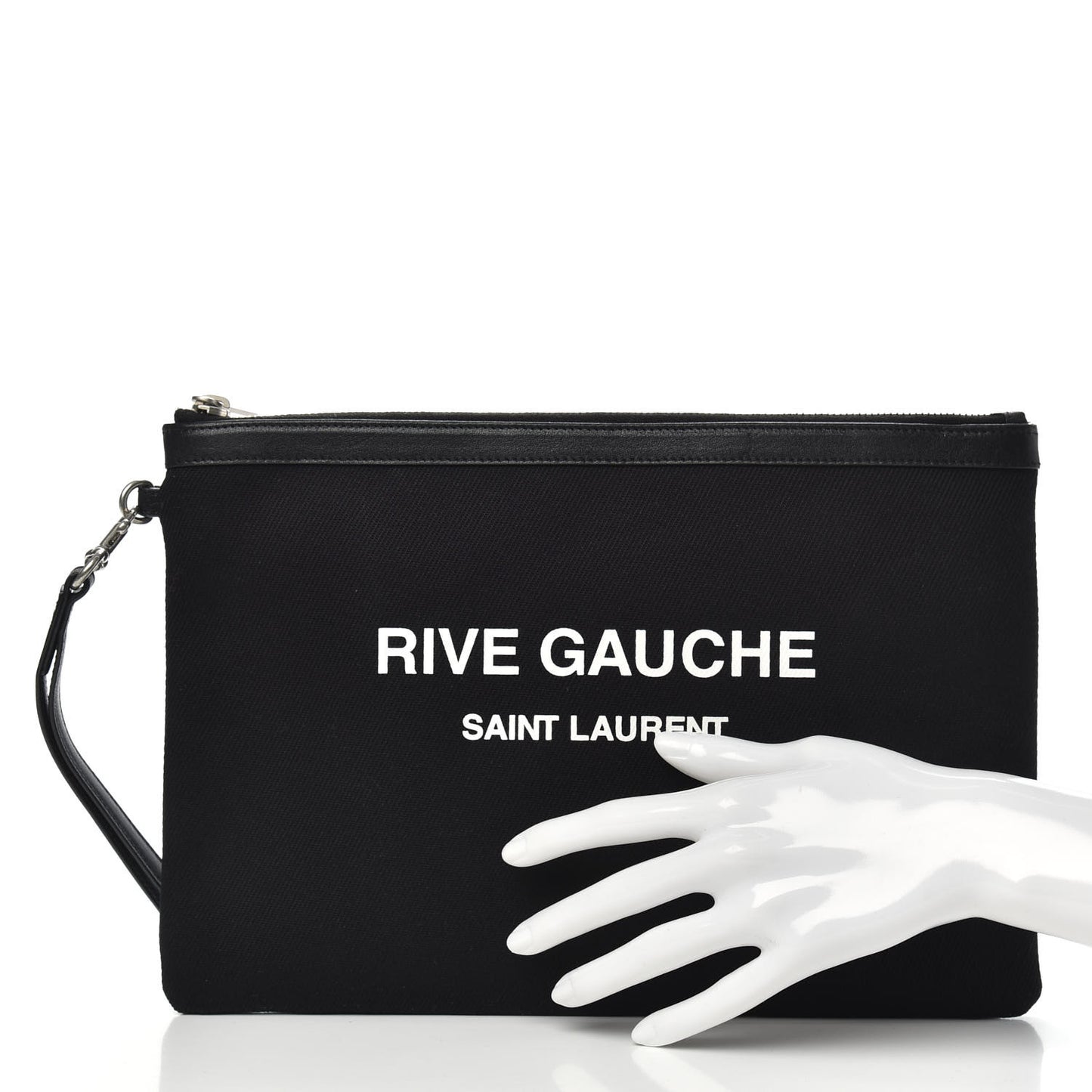 Linen Canvas Rive Gouche Zipped Pouch Black