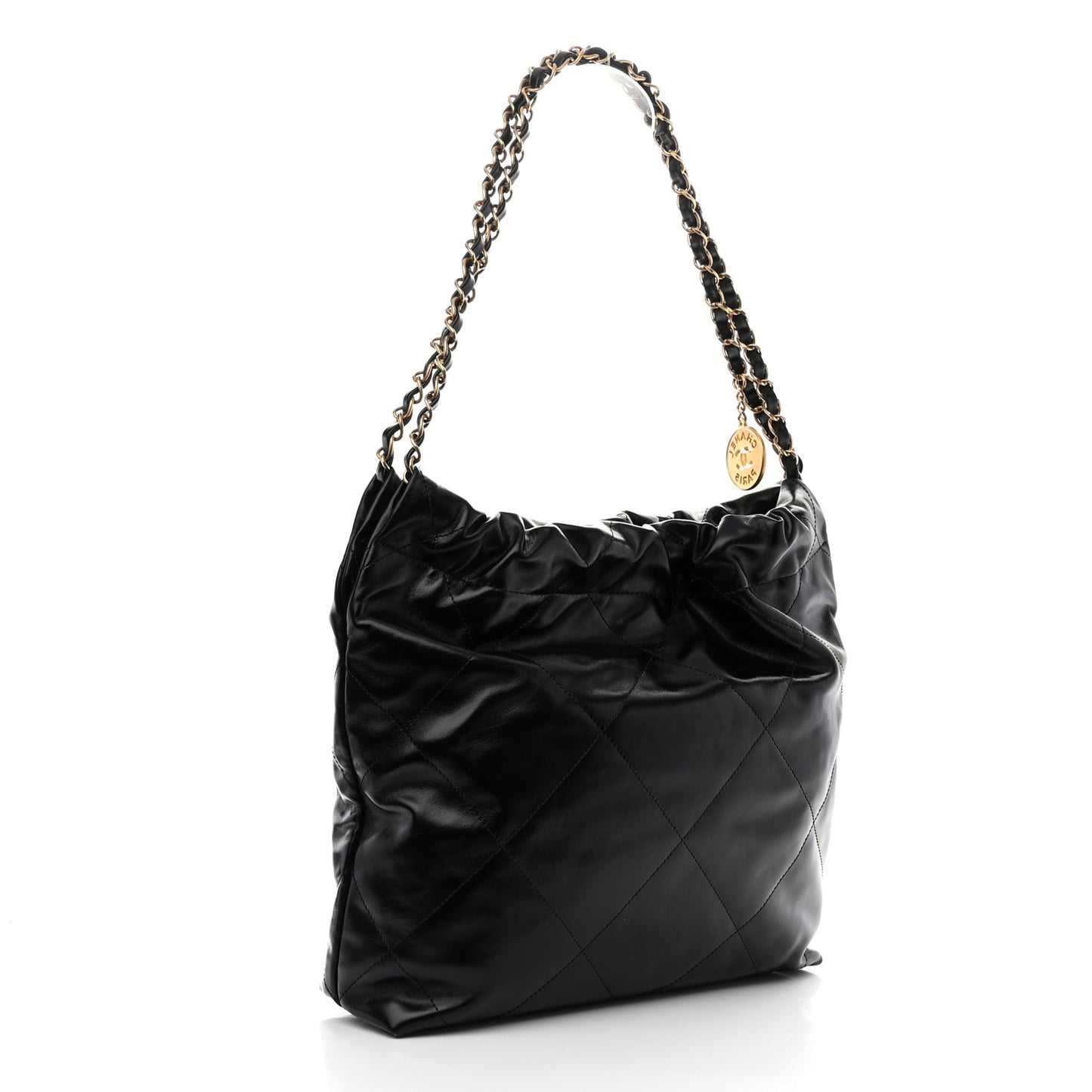 Shiny Calfskin Quilted Small Chanel 22 Black