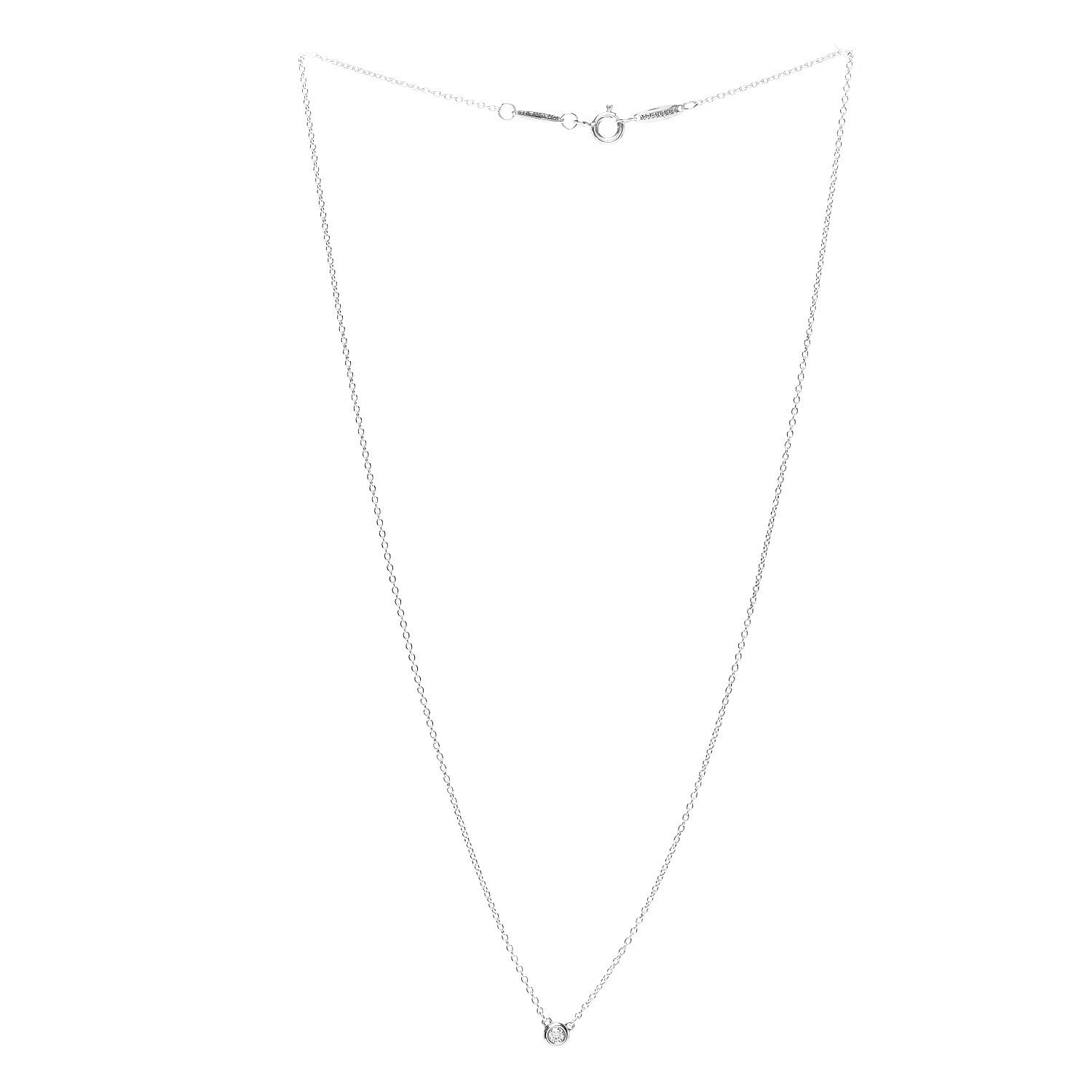 Tiffany Sterling Silver Diamond .05ct Elsa Peretti Diamonds by the Yard Pendant Necklace 3 of 8