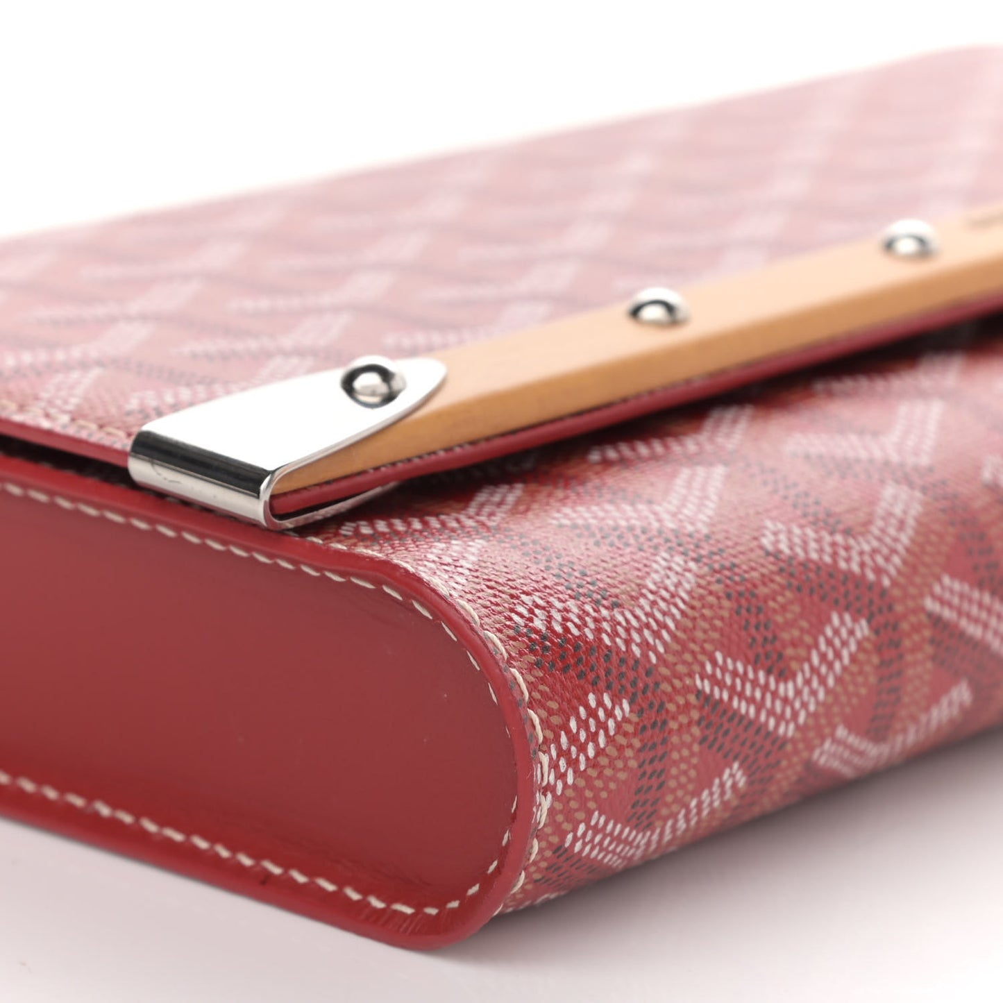Goyardine Monte Carlo Bois Clutch With Strap Red