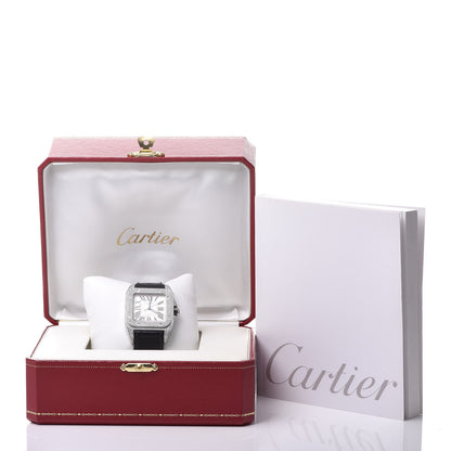 Cartier Stainless Steel Alligator Diamond Pave Bezel 33mm Santos 100 Automatic Watch 9 of 9