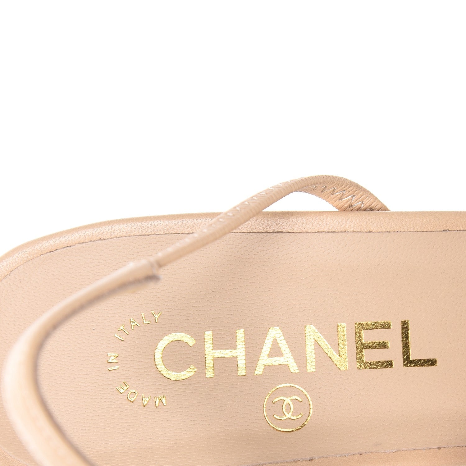 Chanel Lambskin Patent Cap Toe CC Slingback Sandals 41 Beige White 7 of 9