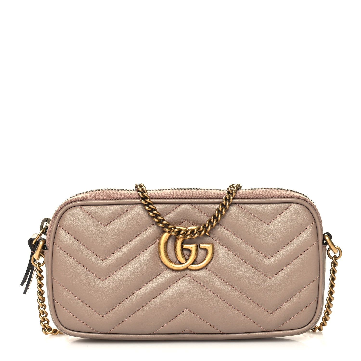 Gucci Calfskin Matelasse Mini GG Marmont Chain Crossbody Bag Porcelain Rose 1 of 11