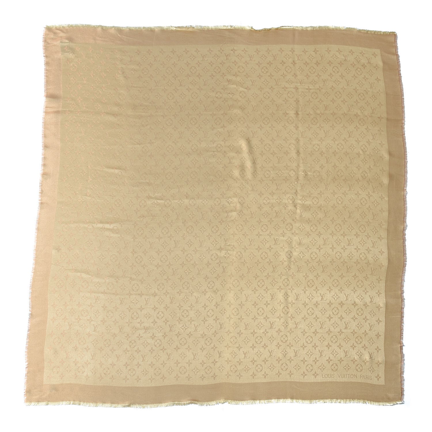 Louis Vuitton Silk Wool Monogram Shine Shawl Beige 1 of 4