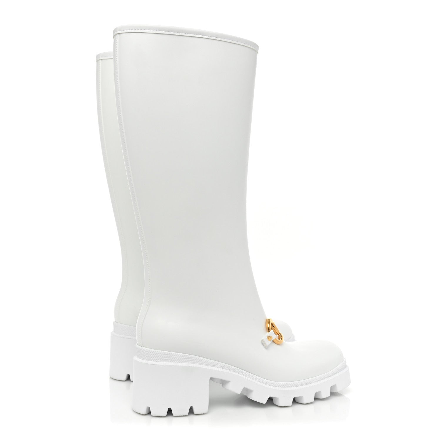 Gucci Rubber Horsebit Knee High Boots 39 Great White 4 of 8