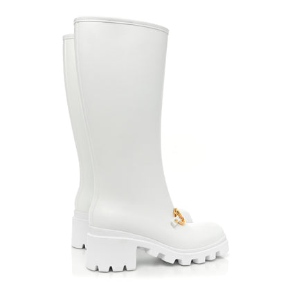 Gucci Rubber Horsebit Knee High Boots 39 Great White 4 of 8