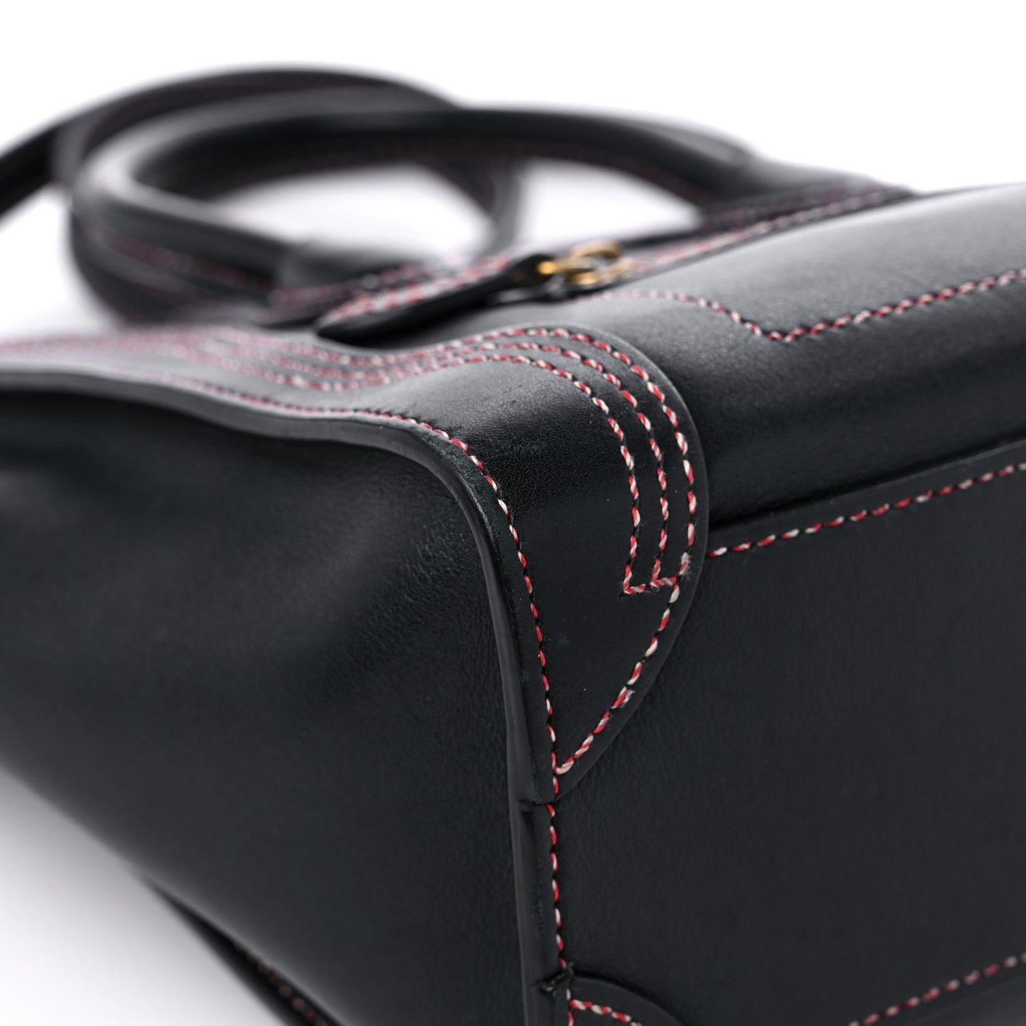 Shiny Smooth Calfskin Stitched Nano Luggage Black Multicolor