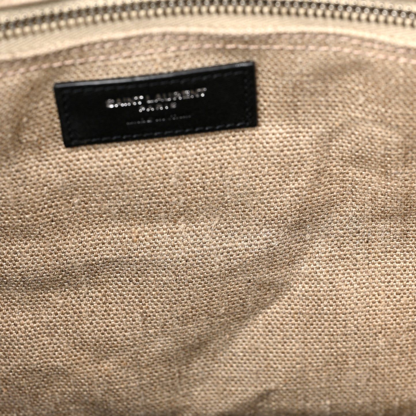 Linen Calfskin Small Rive Gauche Tote Greggio Natural