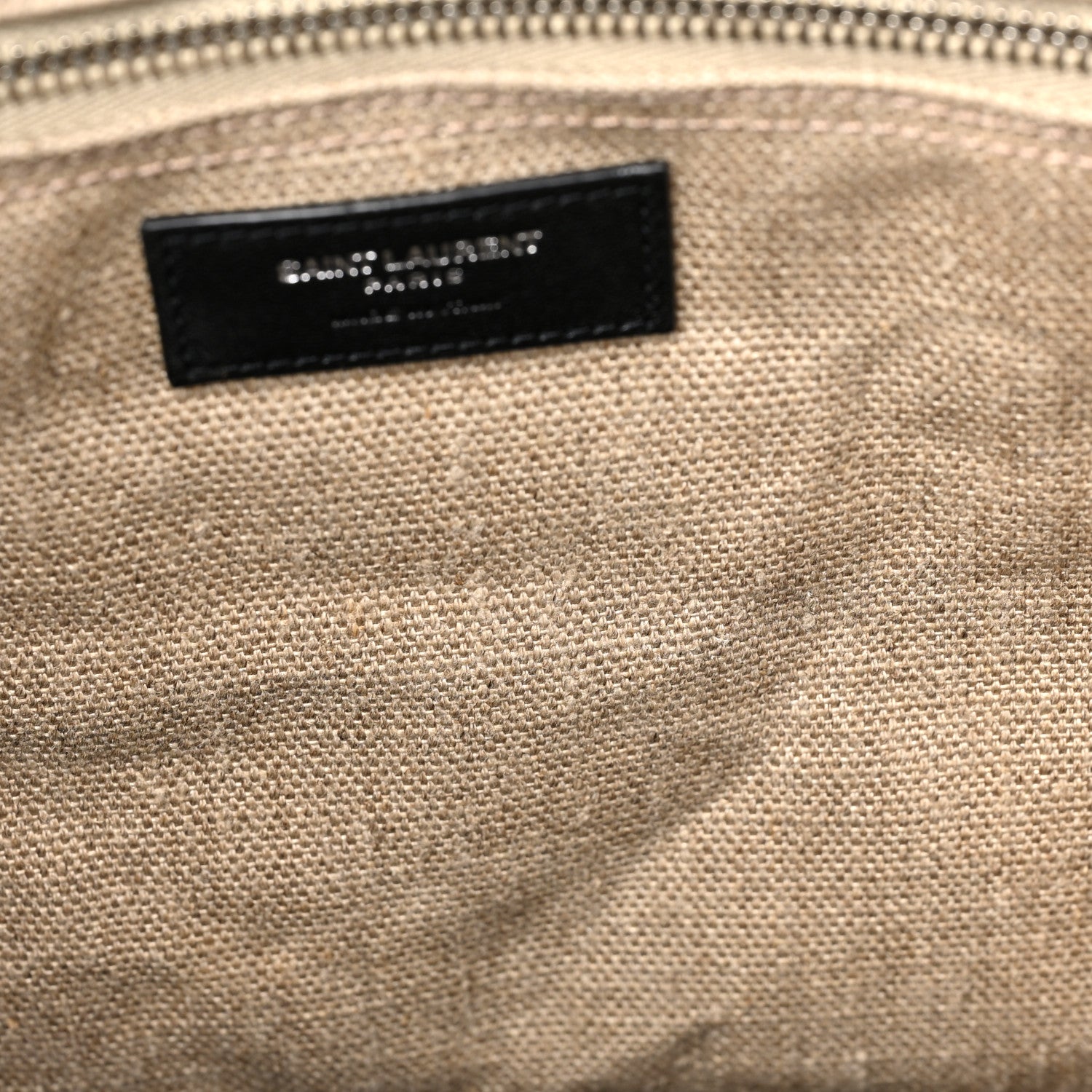 Saint Laurent Linen Calfskin Small Rive Gauche Tote Greggio Natural 9 of 12