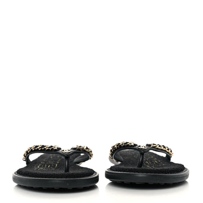 Chanel Lambskin CC Chain Thong Sandals 37 Black 2 of 8