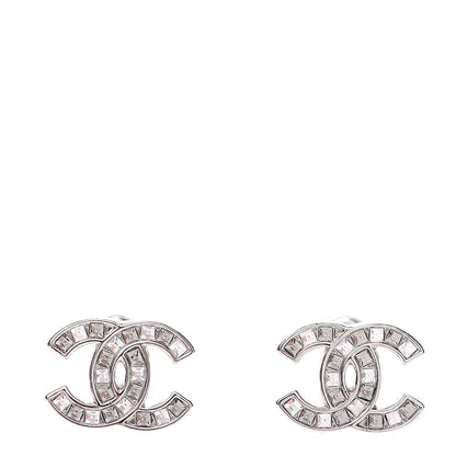 Chanel Baguette Crystal CC Earrings Silver 1 of 5