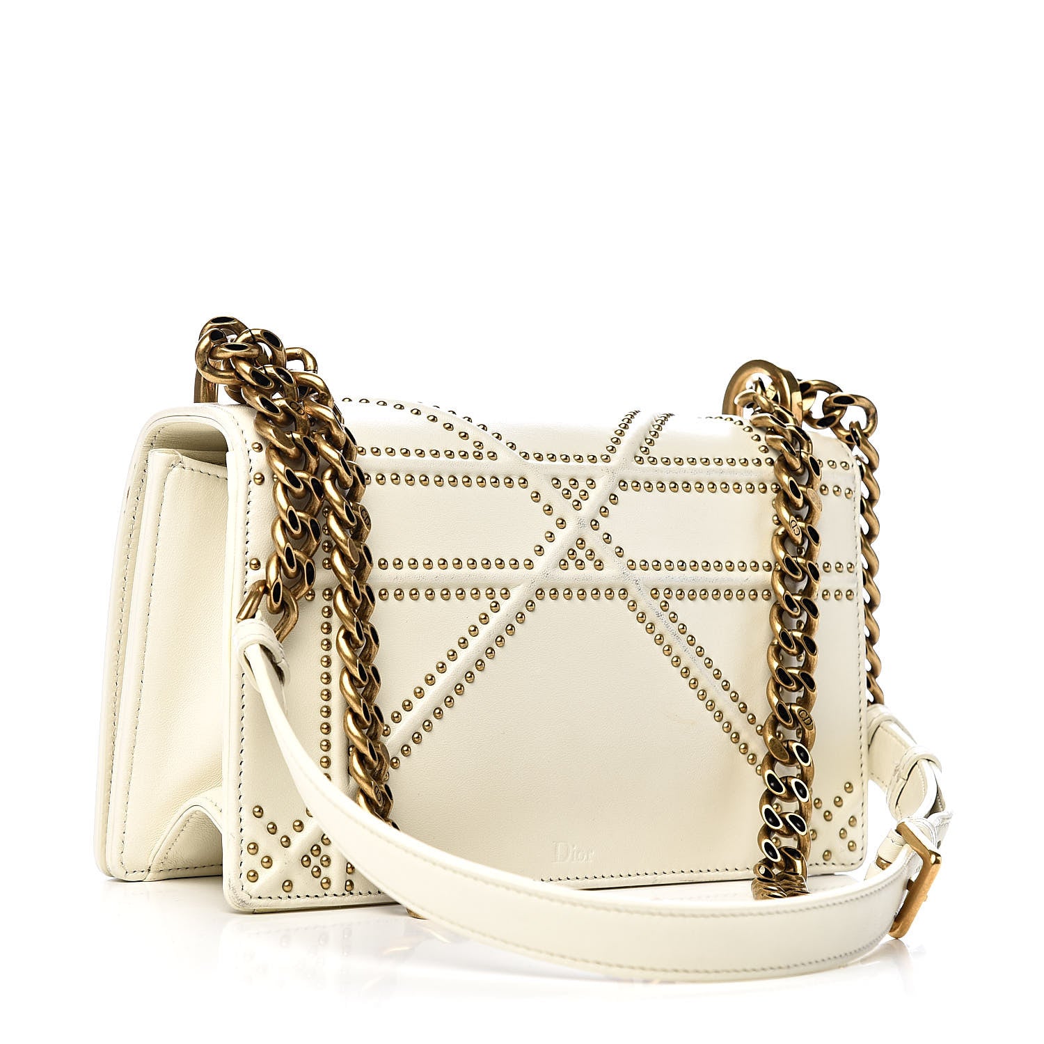 Christian Dior Lambskin Studded Small Diorama Flap Bag Off White 3 of 11