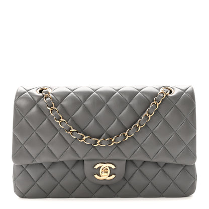 Chanel Lambskin Quilted Medium Double Flap Grey 1 of 10