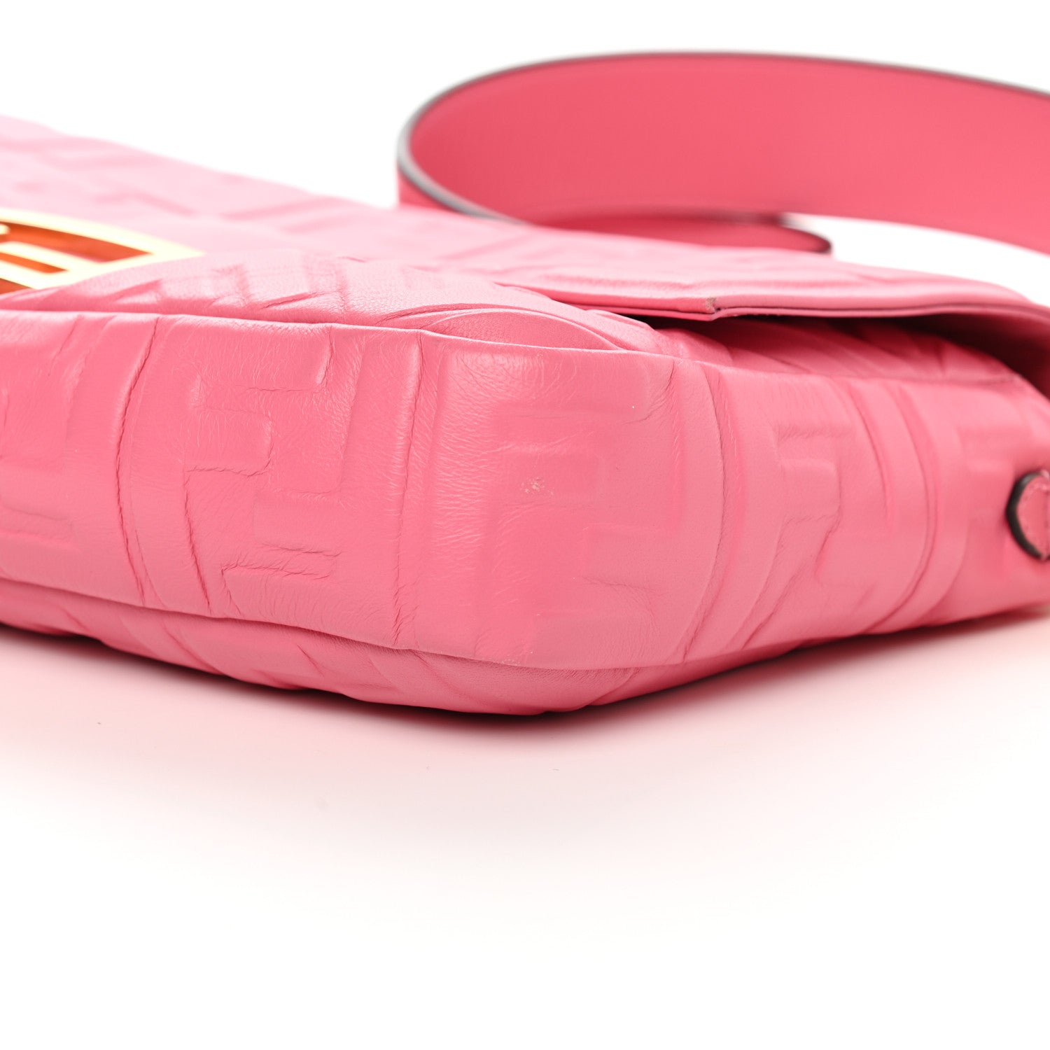 Fendi Nappa FF 1974 Embossed Baguette Rosa Fluo 10 of 15
