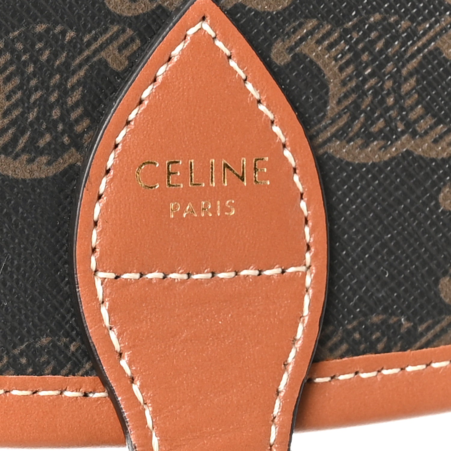 Celine Triomphe Canvas Medium Folco Bag Tan 6 of 9