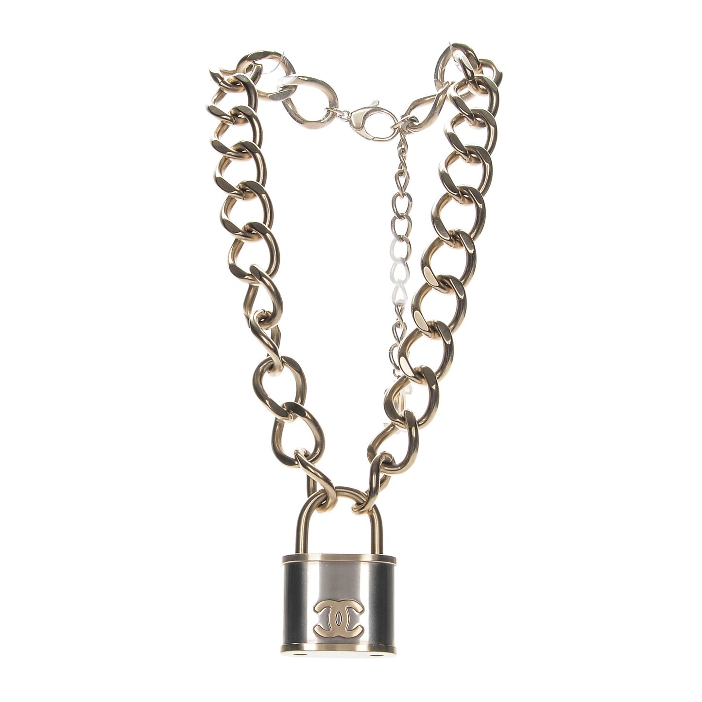 CC Oversized Padlock Necklace Gold Silver