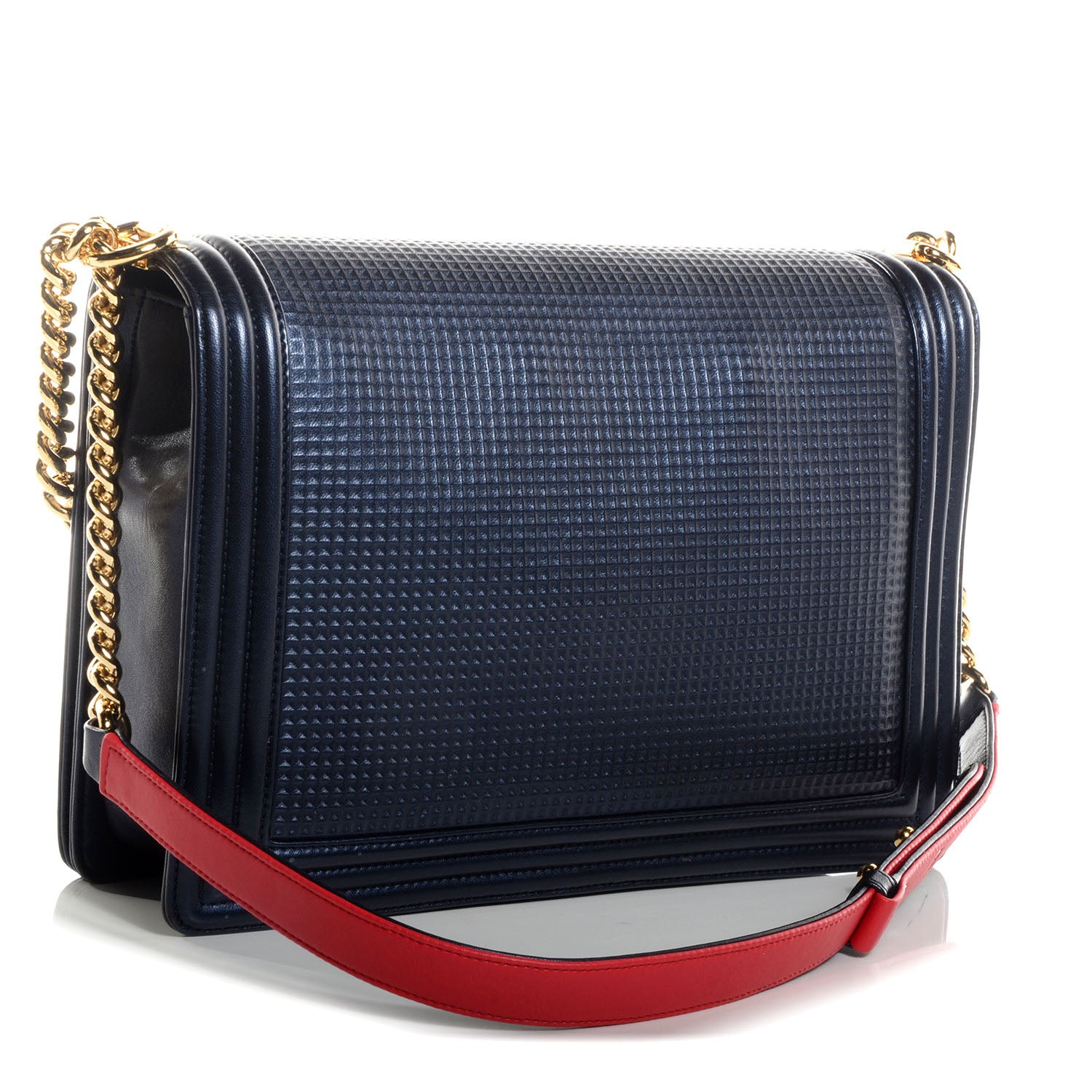 Chanel Lambskin Square Quilted Large Boy Cube Flap Navy 3 of 8