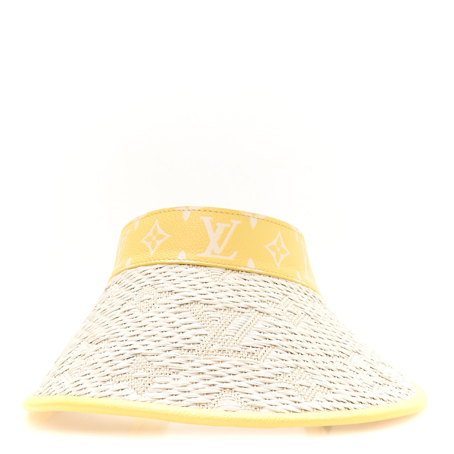 Calfskin Raffia Monogram Strawgram Visor Yellow Natural