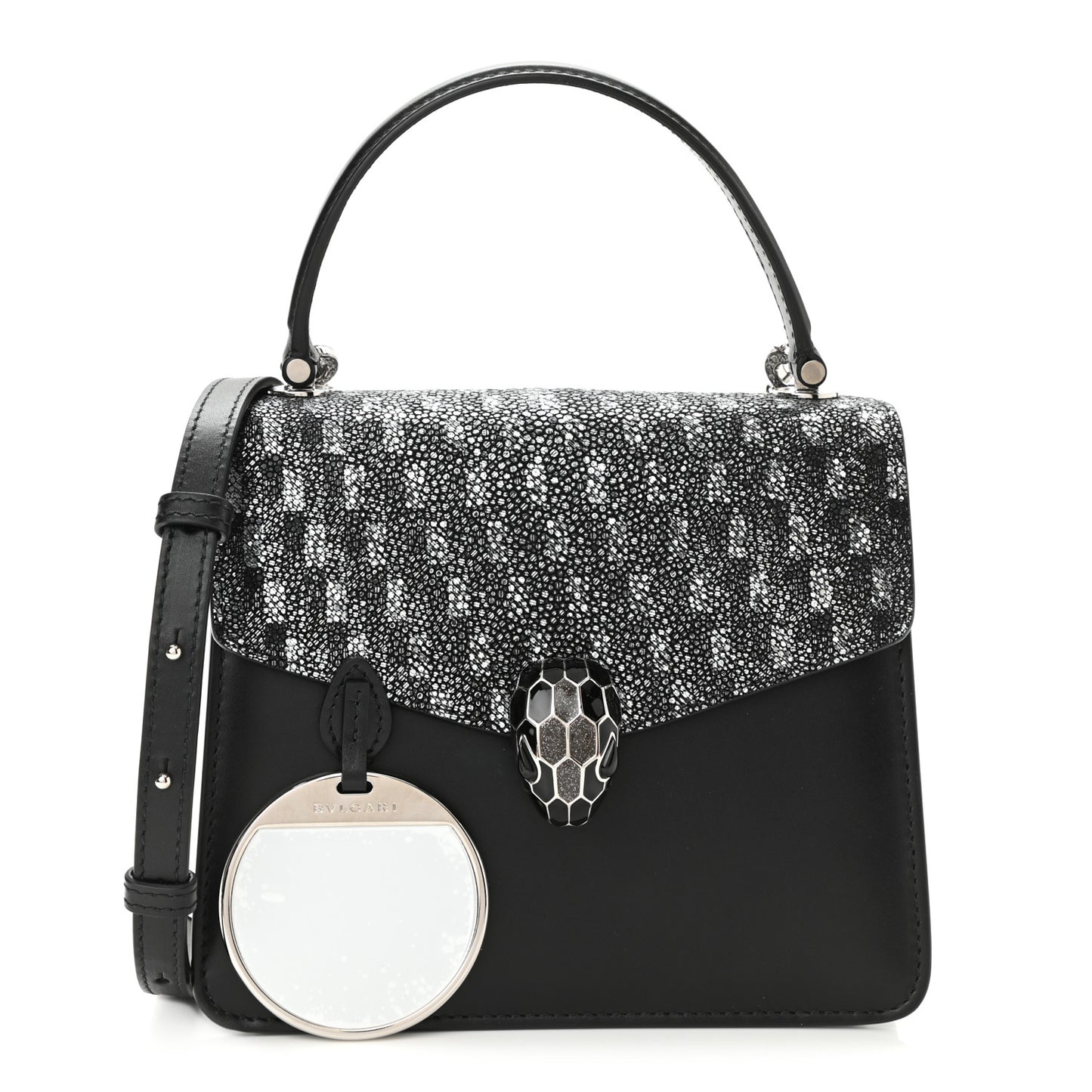 Calfskin Galuchat Serpenti Forever Crossbody Black