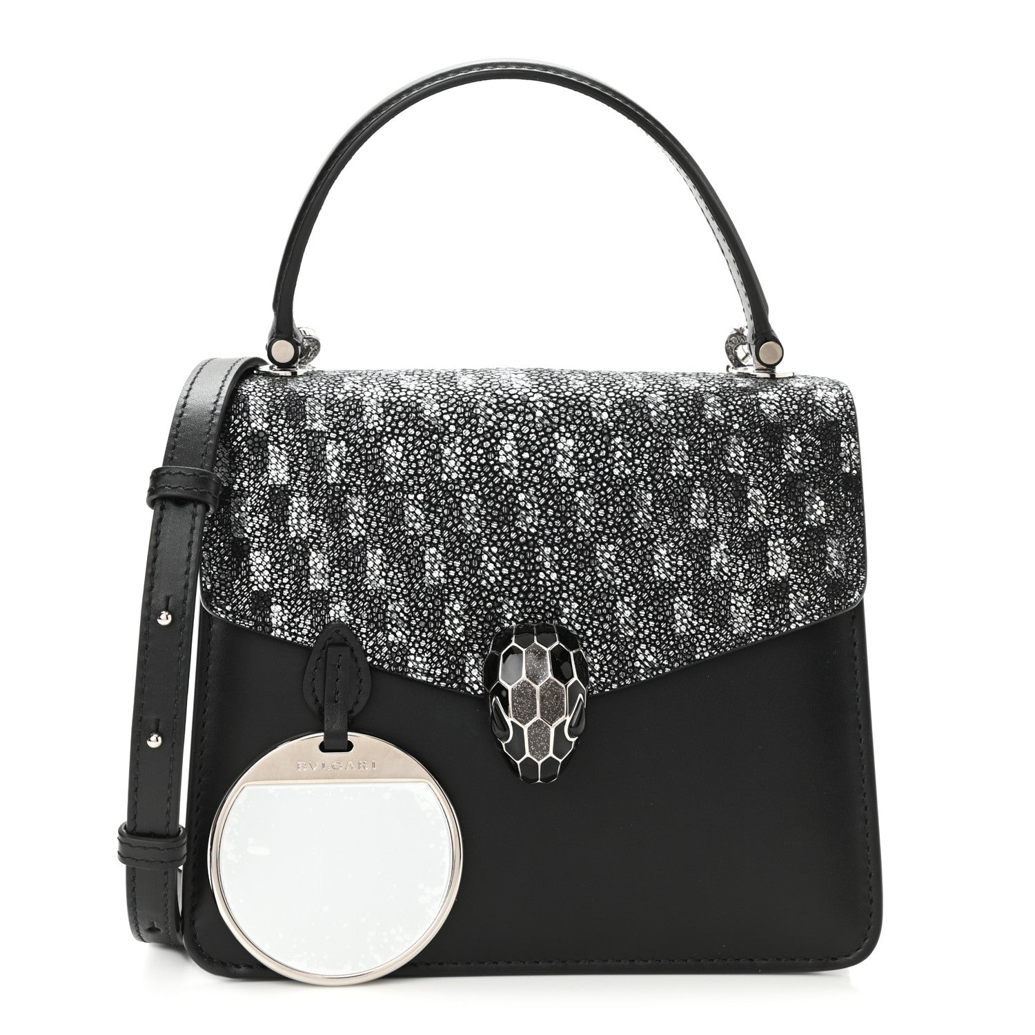 Bulgari Calfskin Galuchat Serpenti Forever Crossbody Black 1 of 7