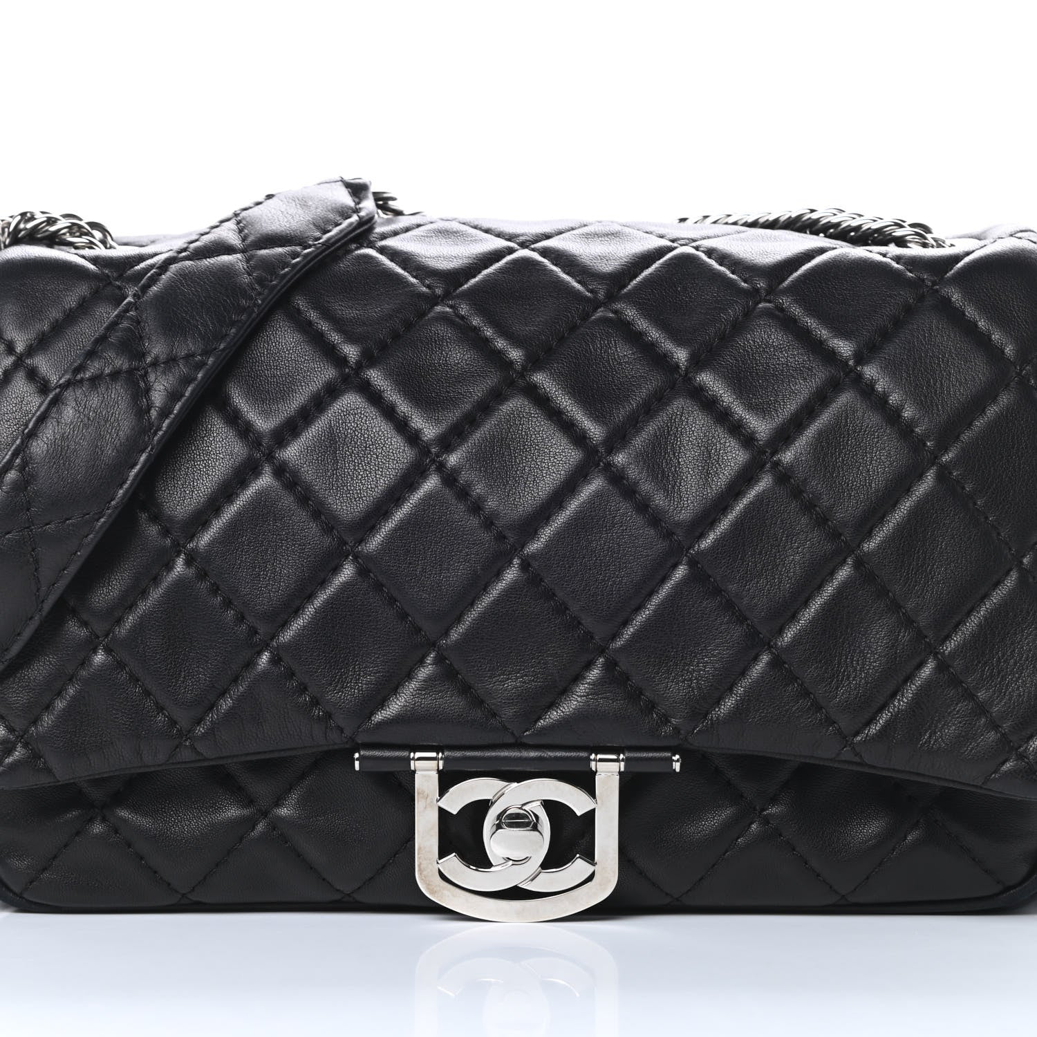 Chanel Lambskin Quilted Jumbo Icons Secret Label Flap Black 8 of 13