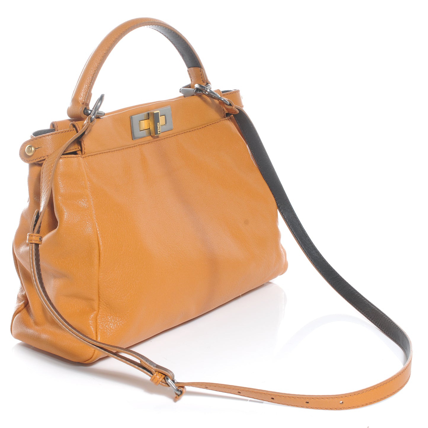 Goatskin Elaphe Large Peekaboo Iconic Satchel Ocra Bosco