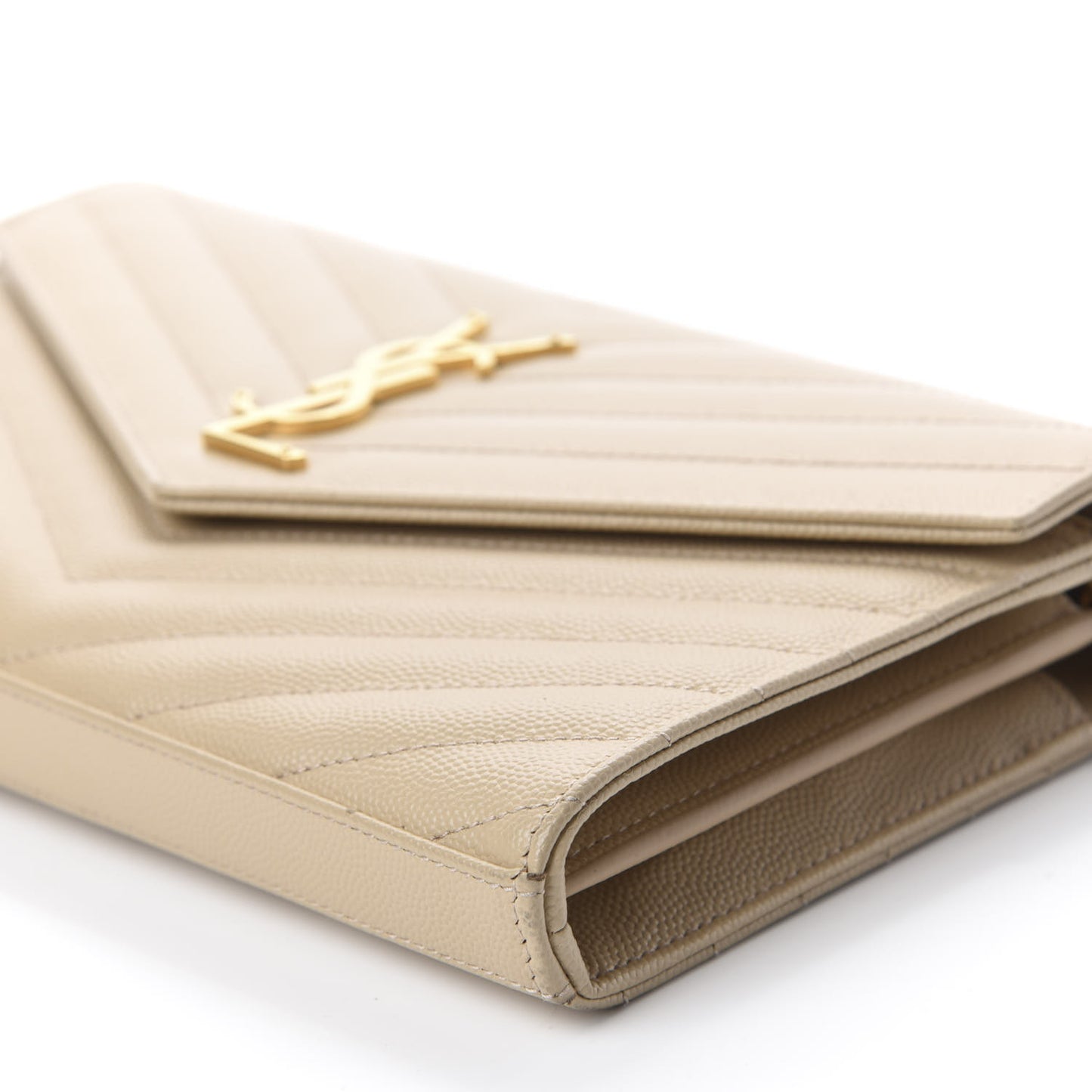 Grain De Poudre Matelasse Chevron Monogram Chain Wallet Sea Salt