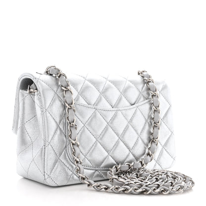 Chanel Metallic Lambskin Quilted Mini Rectangular Flap Silver 3 of 10