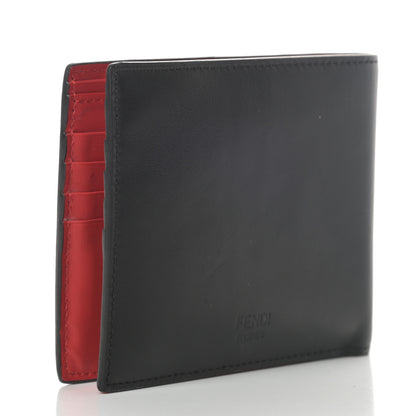 Fendi Vitello Century Monster Eyes Inlay Bi-Fold Wallet Black Giallo Rosso 3 of 8