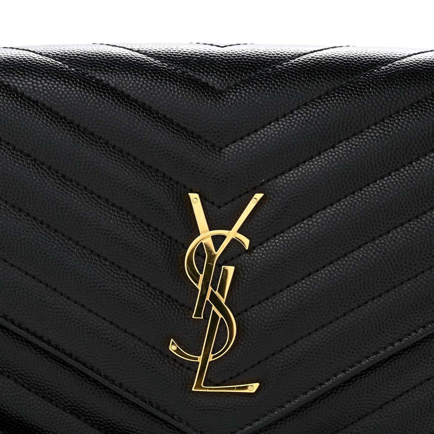 Grain De Poudre Matelasse Chevron Monogram Envelope Clutch Black