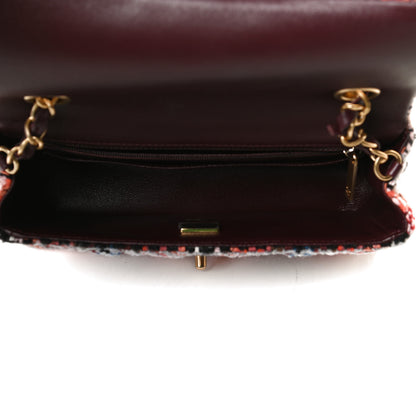 Chanel Tweed Quilted Mini Rectangular Flap Red Multicolor 5 of 18