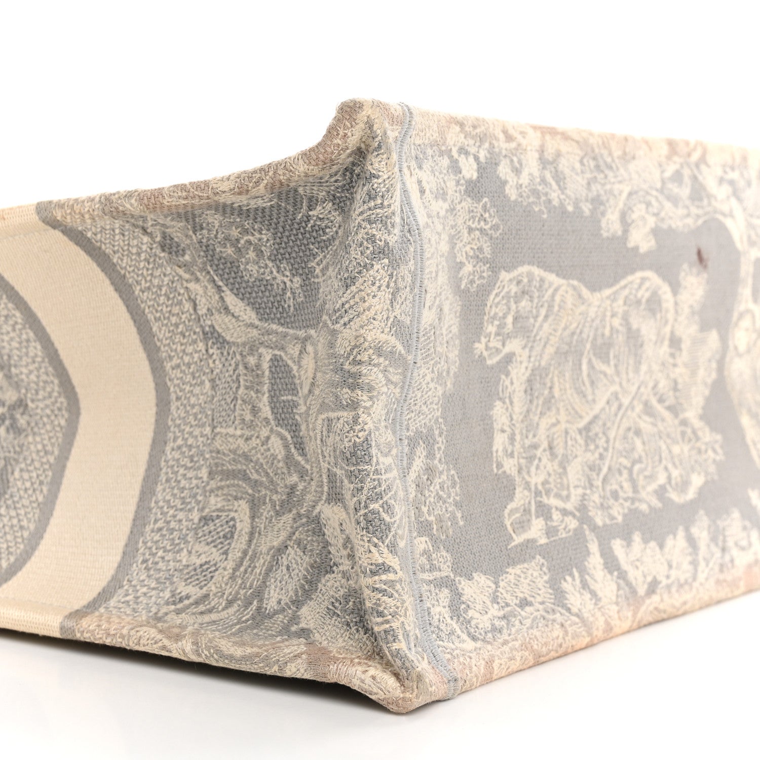 Christian Dior Canvas Embroidered Medium Dioriviera Toile De Jouy Book Tote Gray 9 of 14