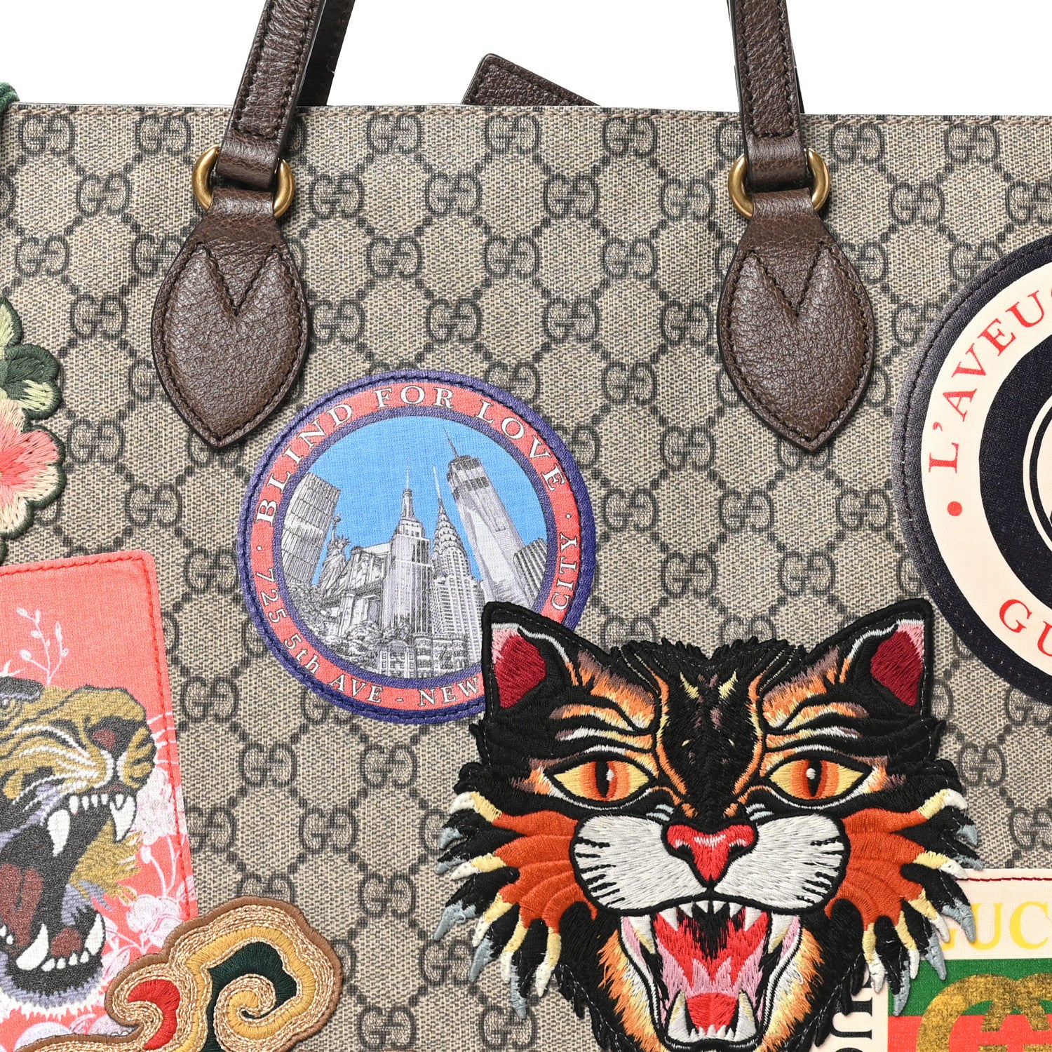 Gucci Soft GG Supreme Monogram Courrier Medium Crossbody Tote Beige New Acero 8 of 10