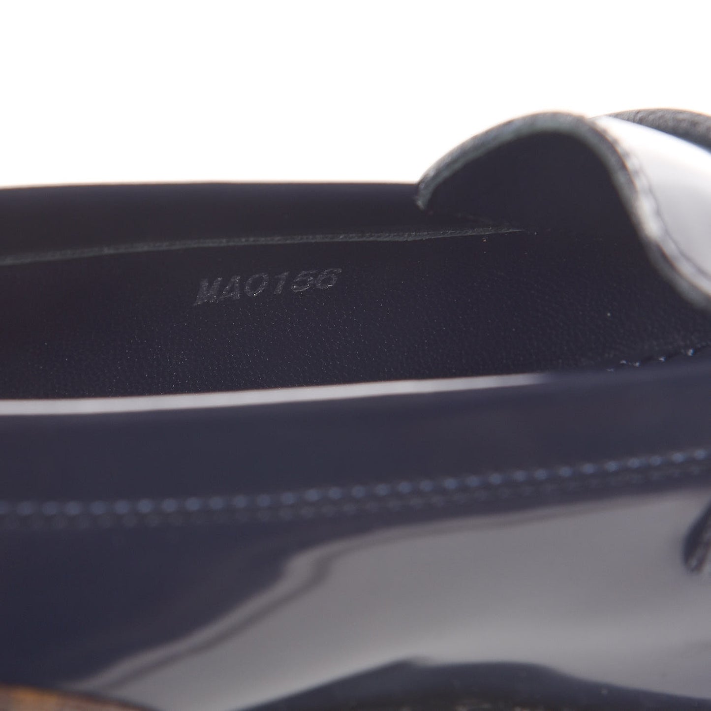 Monogram Patent Academy Flat Loafers 36 Navy