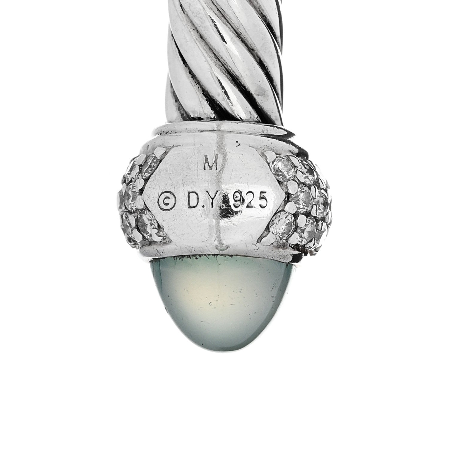 David Yurman Sterling Silver Diamond Chalcedony 5mm Cable Classics Bracelet 3 of 3