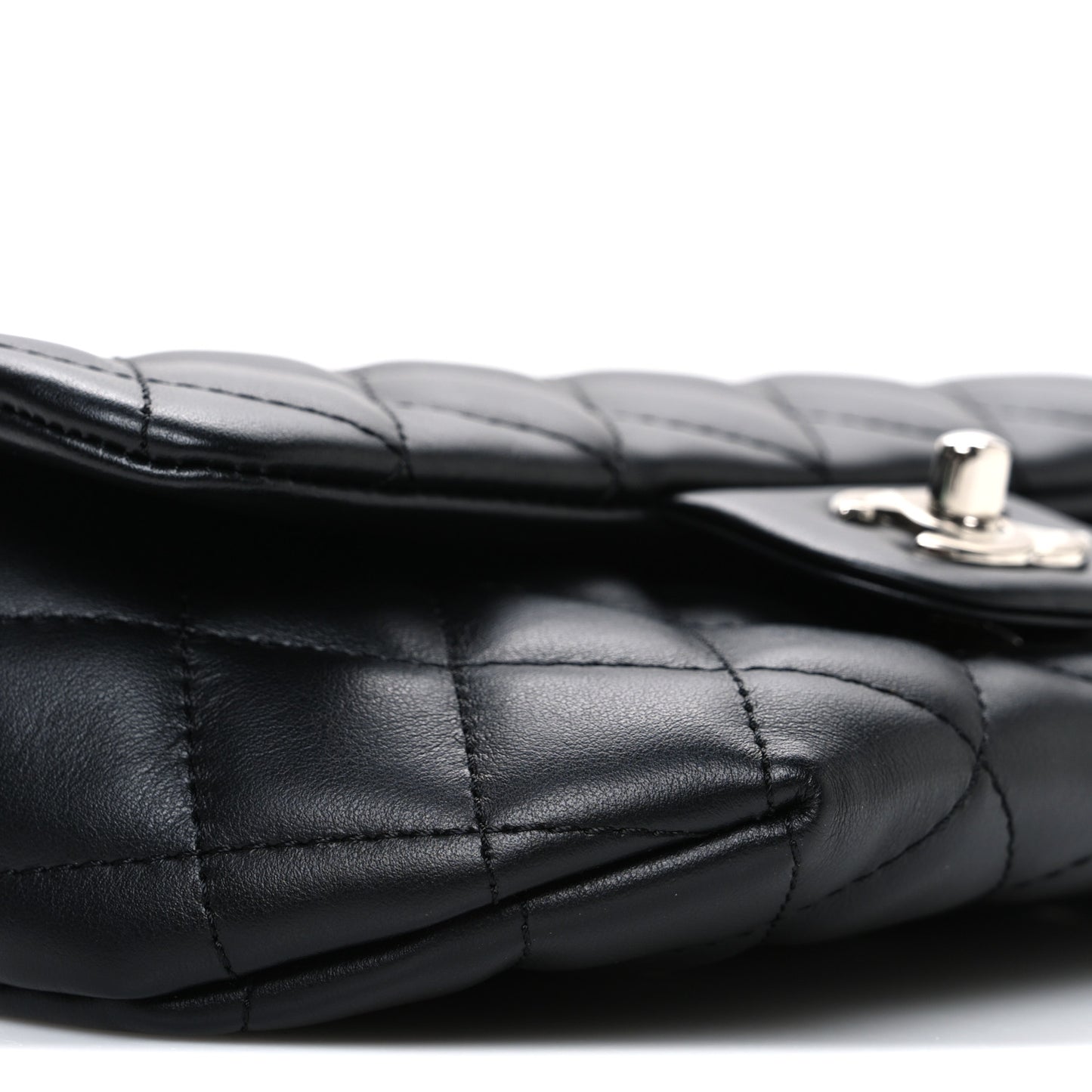 Calfskin Quilted CC Uniform Flap Belt Bag Black